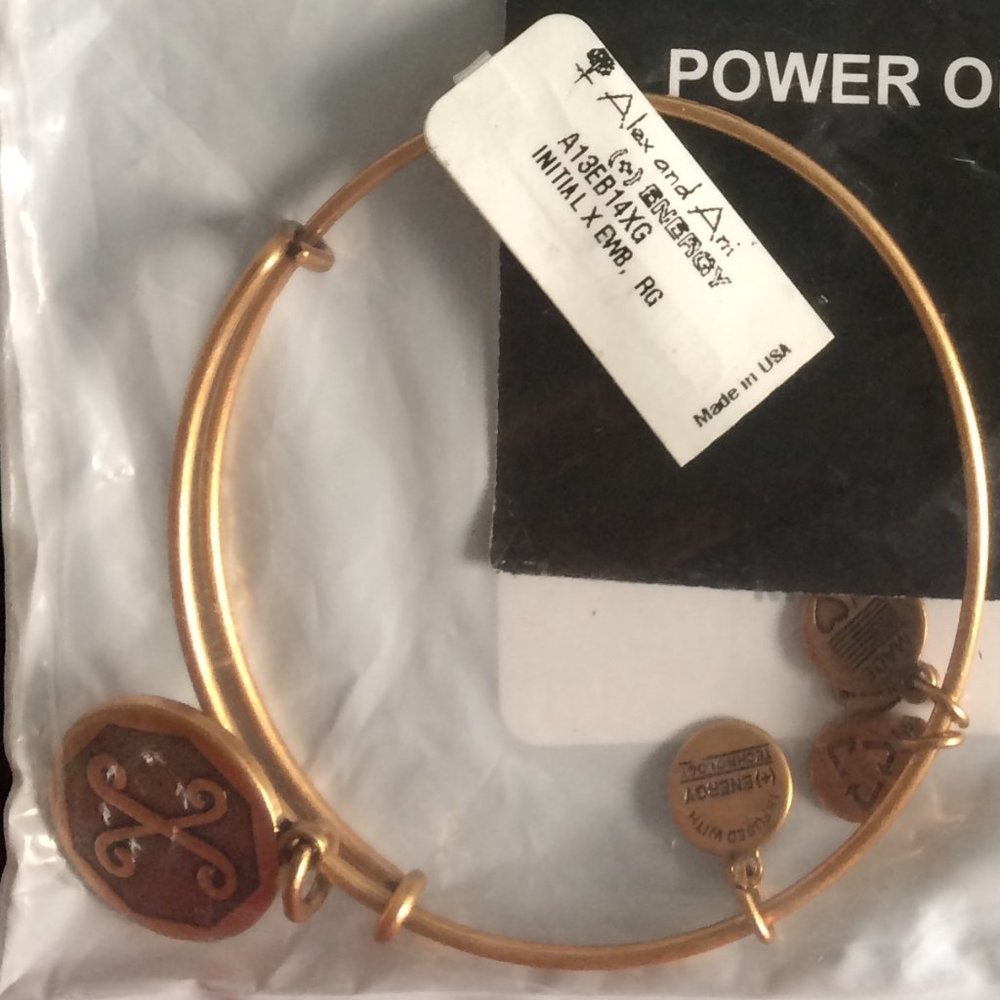 Alex and Ani Wire Bracelet letter 'X' NWT
